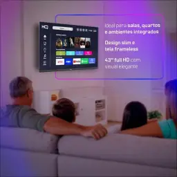 Smart TV HQ 43" Full HD tela sem bordas Android 12 design Slim HQS43NKHM — imagem 4