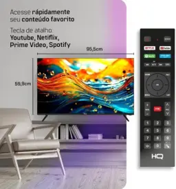 Smart TV HQ 43" Full HD tela sem bordas Android 12 design Slim HQS43NKHM — imagem 6