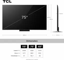 Smart TV TCL 75 Polegadas QLED Mini LED 4K C7K WiFi Bluetooth Google TV 4 HDMI — imagem 3
