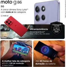 Smartphone Motorola Moto g86 5G - 512GB 24GB (8GB RAM+16GB Ram Boost) Tela 1.5K — imagem 3