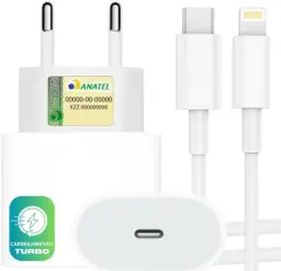 Carregador Turbo Compativel C/Iphone, Kit Cabo+ Fonte Carregador 25W Ultra — imagem 7