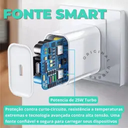 Carregador Turbo Compativel C/Iphone, Kit Cabo+ Fonte Carregador 25W Ultra — imagem 4