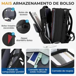 Mochila de Viagem Expansivel Grande Masculina Feminina — imagem 2