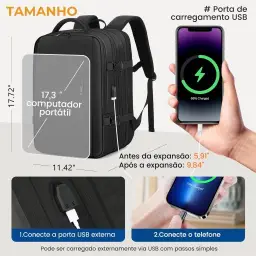Mochila de Viagem Expansivel Grande Masculina Feminina — imagem 4