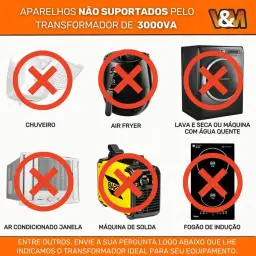 Transformador V&M 3000VA Bivolt 110/220 e 220/110 3000 VA — imagem 3