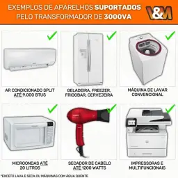 Transformador V&M 3000VA Bivolt 110/220 e 220/110 3000 VA — imagem 2