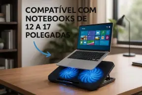 Suporte Para Notebook Com Cooler Duplo Silencioso Com 8 Níveis de Ajuste — imagem 2