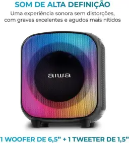 Caixa de Som PartyBox AIWA PB-07 Bluetooth 8H RGB USB TWS Preto — imagem 4