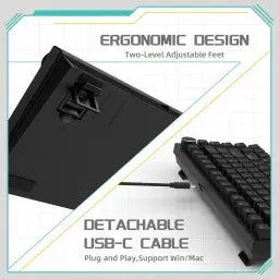Attack Shark AK820 Teclado mecânico 75% hot-swappable, botão rotativo, USB-C — imagem 5