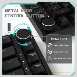 Attack Shark AK820 Teclado mecânico 75% hot-swappable, botão rotativo, USB-C — imagem 3