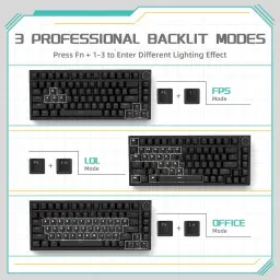 Attack Shark AK820 Teclado mecânico 75% hot-swappable, botão rotativo, USB-C — imagem 7