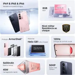 Celular Realme C75x 256gb 8gb Ram Nfc Ip69 Cor Rosa — imagem 5