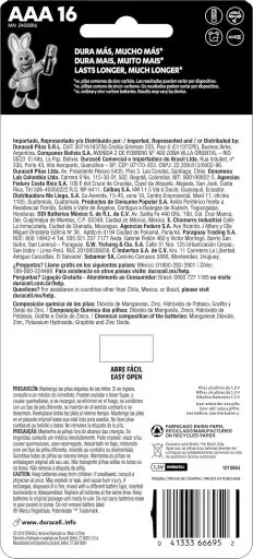 Duracell Pilha Alcalina AAA Palito Com 16 Unidades – Dura Mais – Ideal para — imagem 2