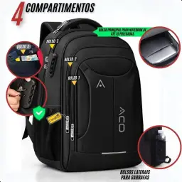 Mochila Bolsa Masculina Feminina Notebook Reforçada Anti Furto Semi Impermeável — imagem 4