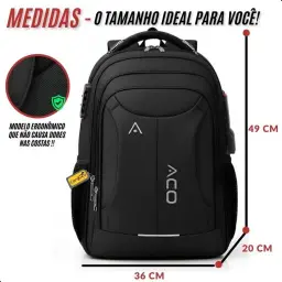 Mochila Bolsa Masculina Feminina Notebook Reforçada Anti Furto Semi Impermeável — imagem 7