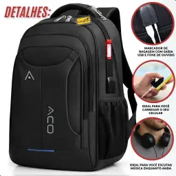 Mochila Bolsa Masculina Feminina Notebook Reforçada Anti Furto Semi Impermeável — imagem 6