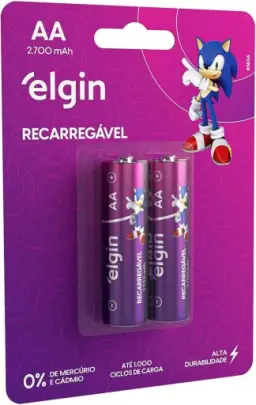Pilha recarregável AA 2700mAh Elgin