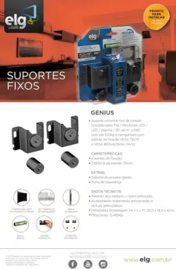 ELG, GENIUS, Suporte Fixo Universal de Parede Para TVs de 14" a 100" — imagem 6