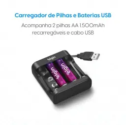 Carregador de Pilhas e Baterias USB com 2 Pilhas AA 1500mAh recarregáveis — imagem 2