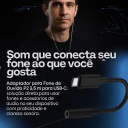 Adaptador para Fone de Ouvido P2 3.5mm para USB-C — imagem 2
