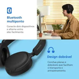 PHILIPS, Headphone Bluetooth, TAH2300BK/00, Com Microfone — imagem 4