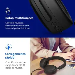 PHILIPS, Headphone Bluetooth, TAH2300BK/00, Com Microfone — imagem 5