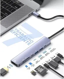 Adaptador Hub 7 em 1 USB-C Premium com Saída HDMI 4K a 60Hz, 7 Portas, USB 3.0 — imagem 7