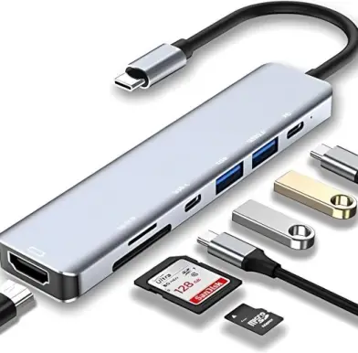 Adaptador Hub 7 em 1 USB-C Premium com Saída HDMI 4K a 60Hz, 7 Portas, USB 3.0