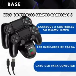 Base de Carregador Dock Duplo USB com Indicador Led Para Controle Dualshock Ps4 — imagem 2