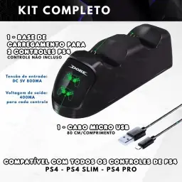 Base de Carregador Dock Duplo USB com Indicador Led Para Controle Dualshock Ps4 — imagem 6