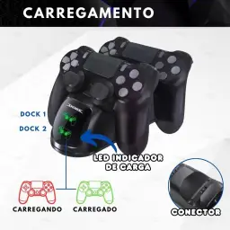 Base de Carregador Dock Duplo USB com Indicador Led Para Controle Dualshock Ps4 — imagem 5