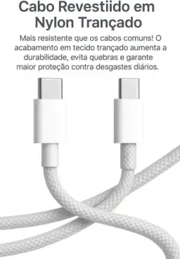 Cabo USB-C Tipo C 60w Trançado De Nylon Compativel com Iphone 15,15 Pro/Max — imagem 4