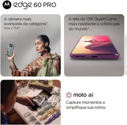 Smartphone Motorola Edge 60 PRO 5G - 256GB 24GB (12GB RAM+12GB Ram Boost) Tela — imagem 3