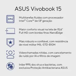 Notebook ASUS Vivobook 15, Intel Core i5, 16 GB, 512 GB SSD W11 Home — imagem 19