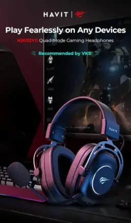 Havit Headphone Fone de Ouvido H2002YG Black, Quad-Mode, Sem Fio e Com Fio — imagem 7