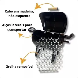 Churrasqueira Móvel A Carvão 47x32cm Tambor Mini Preta — imagem 5