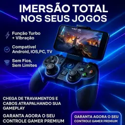 Controle Gamer Premium Bluetooth, Recarregável, Com Suporte Para Celular — imagem 3