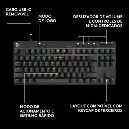 Teclado Gamer Com Fio Logitech G PRO X TKL RAPID com layout US — imagem 8