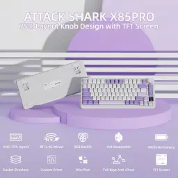 ATTACK SHARK X85 PRO Teclado mecânico sem fio com tela TFT e botão — imagem 2
