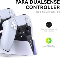 Carregador controlador PS5 DualSense, Estação de Carregamento P/2 Controles Sem — imagem 8