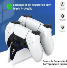 Carregador controlador PS5 DualSense, Estação de Carregamento P/2 Controles Sem — imagem 9