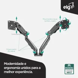 ELG, F160N, Suporte Articulado de Mesa com Pistão a Gás e Ajuste de Altura — imagem 5