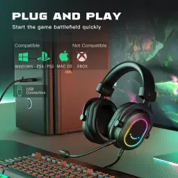 FIFINE Fone de ouvido jogos para PC - fones de ouvido USB com fio e microfone — imagem 6