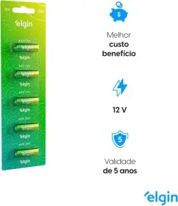 Bateria Alcalina A23 Cartela com 5 Unidades Elgin 12V Pilha — imagem 4