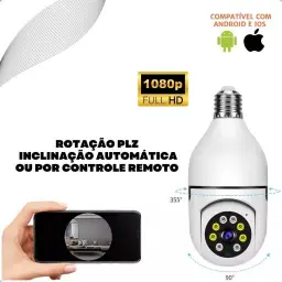 Câmera Segurança IP Lâmpada WiFi Full HD 1080p com Visão Noturna Infravermelho — imagem 4