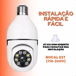 Câmera Segurança IP Lâmpada WiFi Full HD 1080p com Visão Noturna Infravermelho — imagem 3