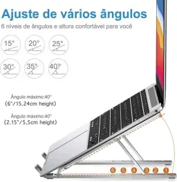 Shaolong Suporte De Notebook De Alumínio Ajustável Para Notebook De 6 Ângulos — imagem 2