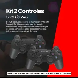 Kit 2 Controles Joystick Bluetooth Wireless sem Fio com Receptor USB 2.4G — imagem 2