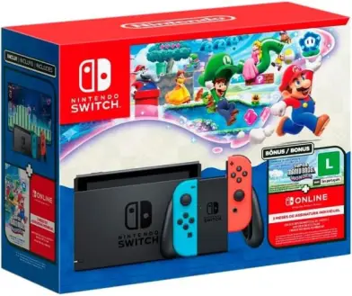 Bundle Nintendo Switch + Super Mario Bros. Wonder + 3 Meses de Assinatura