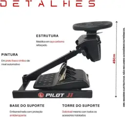 LimaRace Suporte Para Volantes Pilot J1 USB Preto - PC, PS3, PS4, XBOX 360, ONE — imagem 5